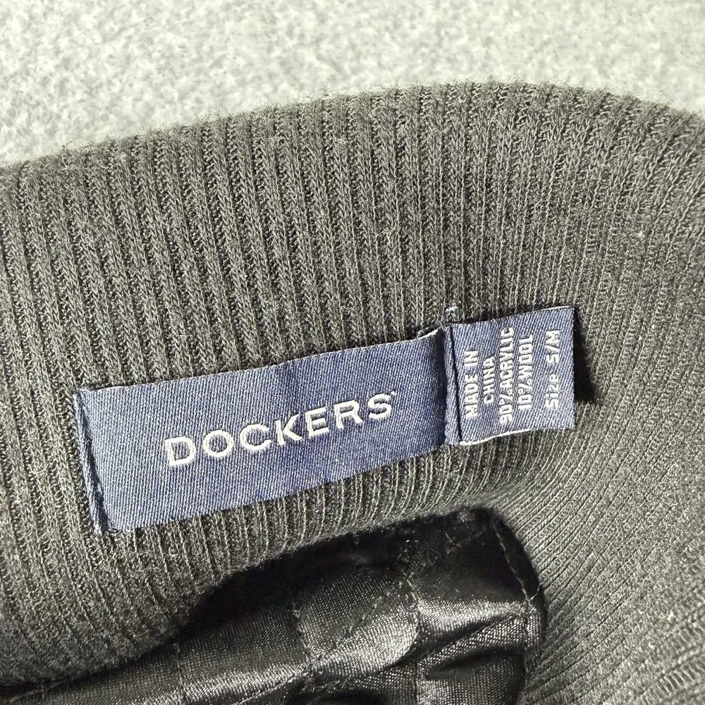 Dockers‎ Black Acrylic Wool Blend Winter Hat Ear Flap trapper Cap Small Medium